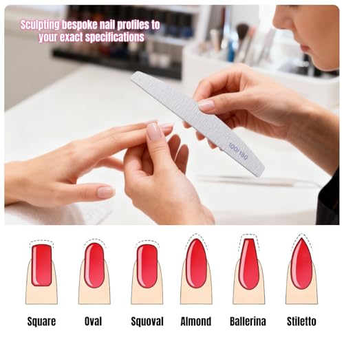 TIKIYOUN Curved Nail Files 12 Pcs - 100/180 Grit Dual-Sided Emery Boards