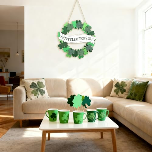 St. Patrick's Day Wooden Door Sign - 11" Shamrock Wreath