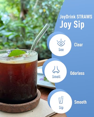 JoyDrink 16pcs Reusable Glass Straws Set - Short & Long, Dishwasher Safe