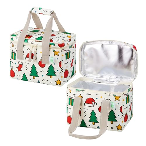 VENO Insulated Lunch Bags 2 Pack - 12 Can Capacity, Water-Resistant, Jingle Mix
