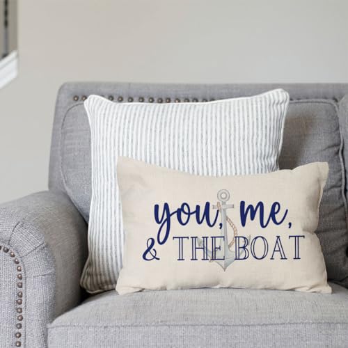 PANDICORN Summer Lake Throw Pillow Cover, 12x20 Inch Coastal Boat Design