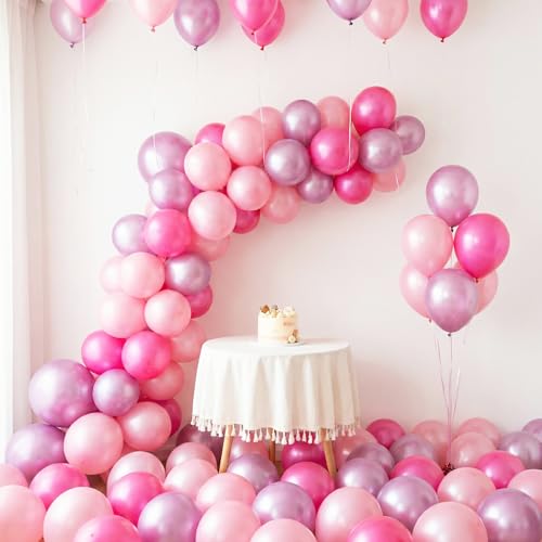 60 Pcs Pink Latex Balloons Set - Assorted Shades for Parties