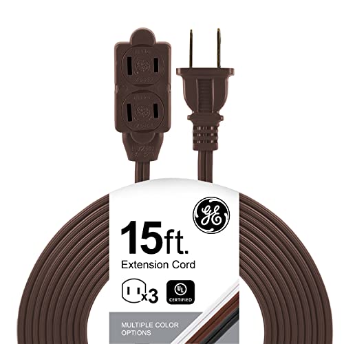 GE 3-Outlet Extension Cord, 15 Ft Brown Power Strip