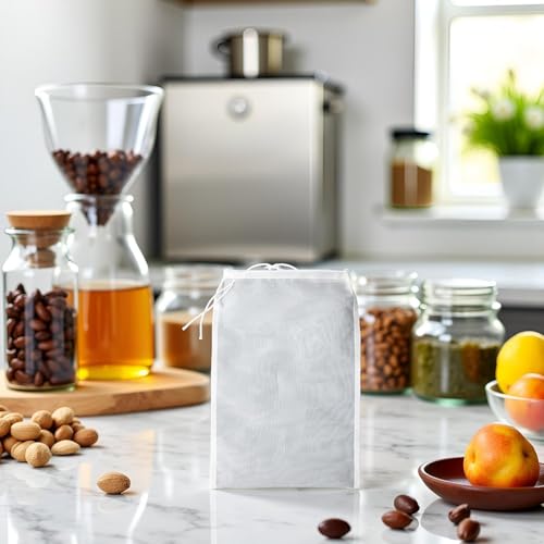 Jinshining Reusable Nut Milk Bag - Fine Nylon Mesh Food Strainer
