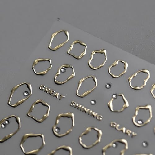 Dulyork 5D Embossed Gold & Silver Nail Stickers with Rhinestone Designs