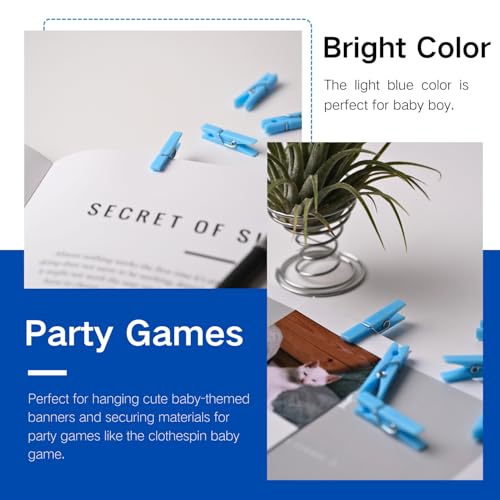 Mini Blue Clothespins 50 Pack for Photos, Decorations & Crafts - SIRORI Mini Blue 50