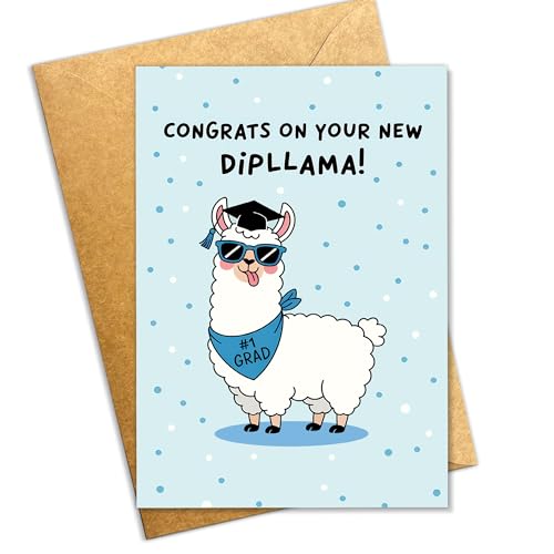 Funny Graduation Card 2026 - Llama Dipllama Congrats Card