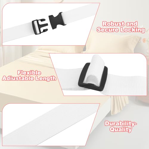 Adjustable Mattress Topper Straps – 63" L x 1.5" W – 4 Pack