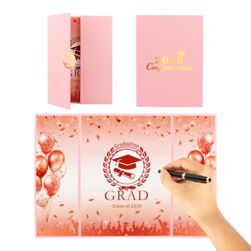 Rose Gold Graduation Guest Book 2026 - Signature Sign-In Board