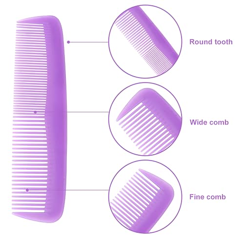 Bexter Unbreakable Hair Combs Set - 5 Inch Dual-Bristle Styling Combs, 6 Pack Assorted Colors