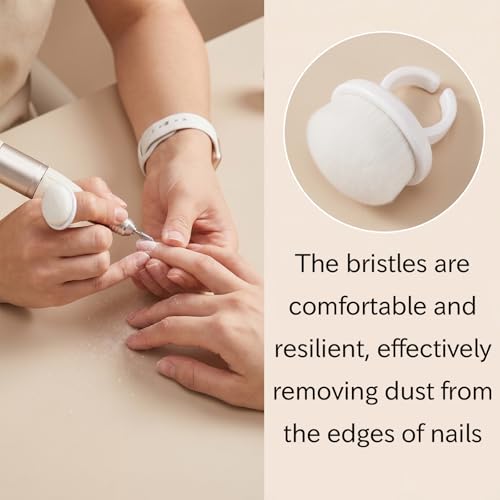 Macuezu 4 Pcs Wearable Ring Nail Dust Remover Brush - Soft Nylon Bristle Manicure Tool