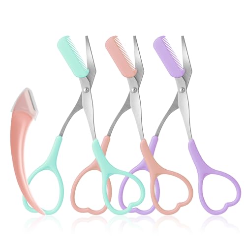 Eyebrow Trimmer Scissors with Comb and Razor Set