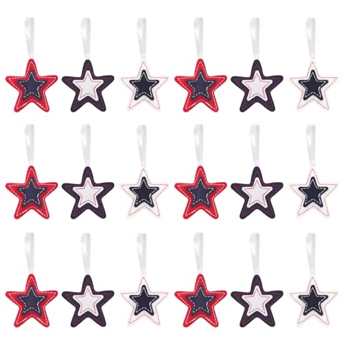 18 Pcs 4th of July Patriotic Star Felt Ornaments – Tree Decor