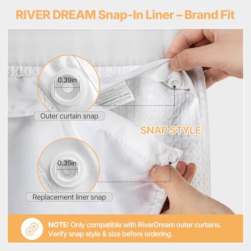 River Dream 70"W x 54"L Snap-in Shower Curtain Liner - White
