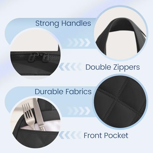 SODEER 10L Black Insulated Leakproof Lunch Bag for Work & Travel