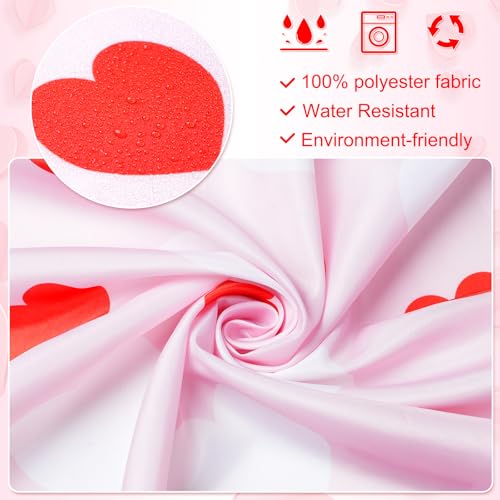 Valentine's Day Shower Curtain 71x71 Inches with Hooks - Heart Design