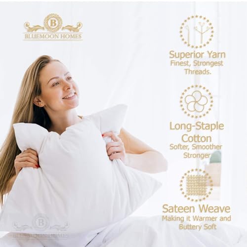 King Egyptian Cotton Pillowcases Set of 2 - Soft Sateen Weave, Pearl White