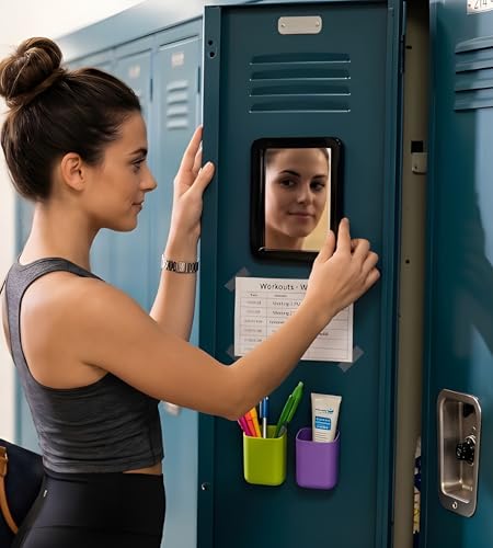 Bexter Magnetic Locker Mirror 5.25x7 Real Glass Black Frame