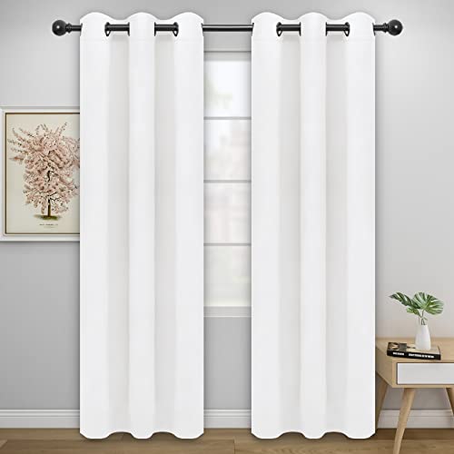 Easy-Going Blackout Curtains - Thermal Insulated Grommet Panels (42x95 in, White)