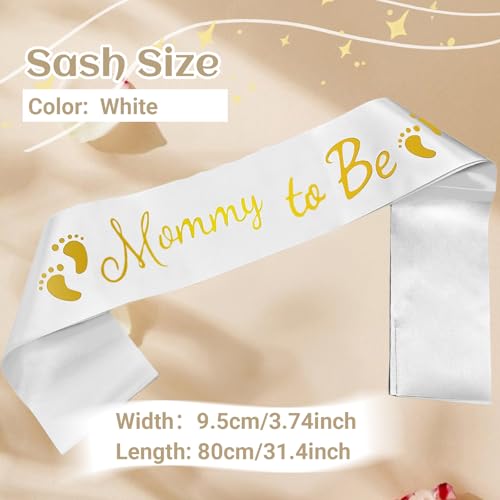 Elegant White Satin 'Mommy to Be' Sash for Baby Showers