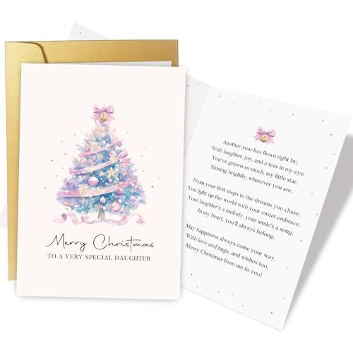 Merry Christmas Card for Daughter - Heartfelt Xmas Gift from Parents