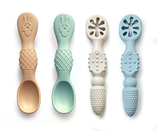 Baby Early Training Spoon Set 4-Pack BPA-Free Silicone Self-Feeding