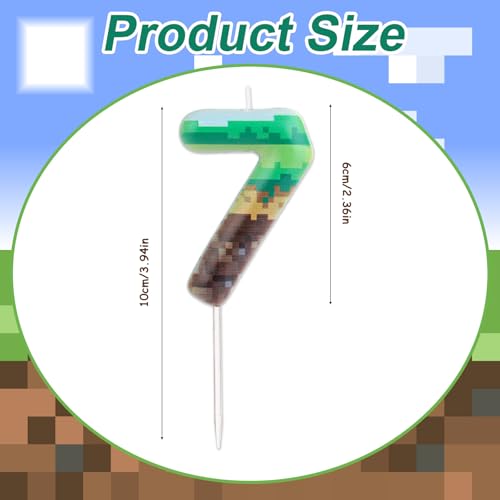 Green Pixel Birthday Cake Candle - 10cm Number Toppers