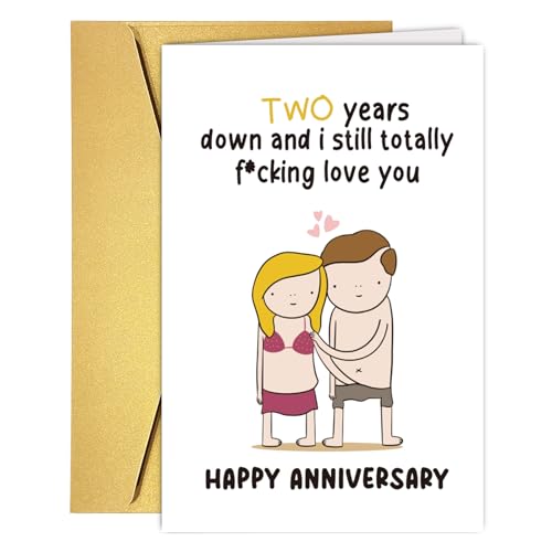 Funny 2nd Anniversary Card for Couples - Blank Inside