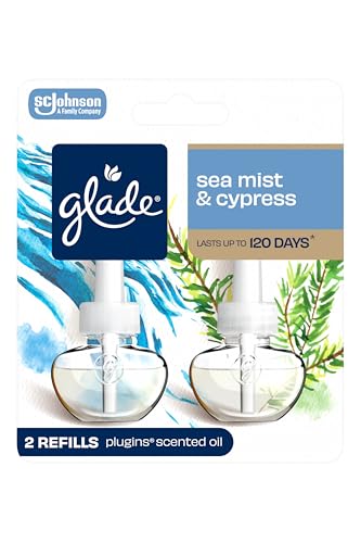 Glade PlugIns Scented Oil Refills, Sea Mist & Cypress, 2 Count