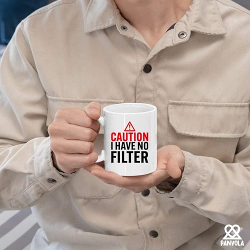11 oz White Ceramic Mug - Caution I Have No Filter Sarcastic Drinkware