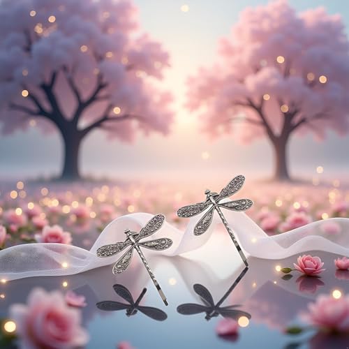 Myuiao Silver Dragonfly Hair Clips 2-Pack Antique Bridal Barrettes