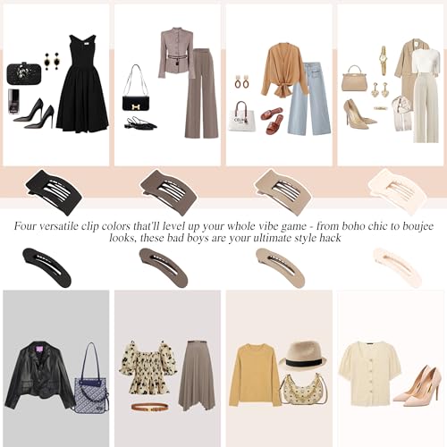 VELSCRUN Flat Hair Clips for Women, 8 Pcs Lay Flat Claw Clips Brown