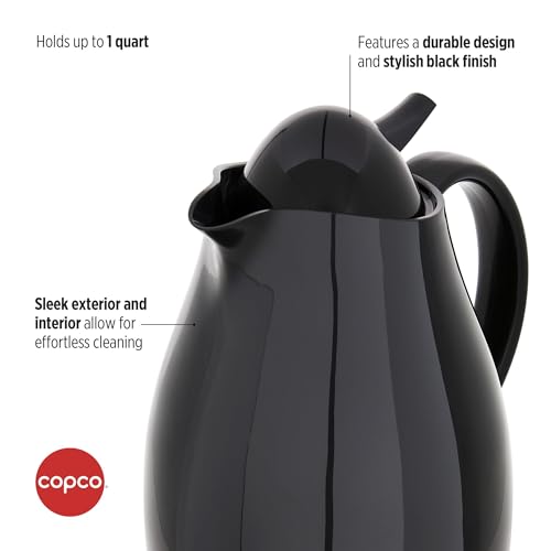 Copco Insulated Chloe Carafe, Large Capacity For Serving, 1 Quart, Black
