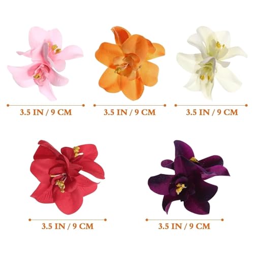 5-Piece Hawaiian Plumeria Flower Hair Clips Set for Beach Weddings