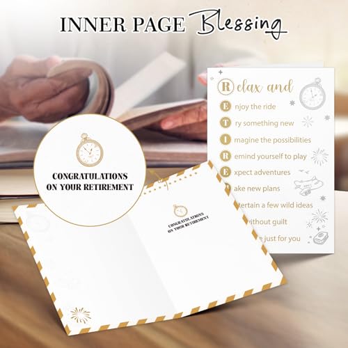 Happy Retirement Greeting Card Set with Gold Certificate and Envelope