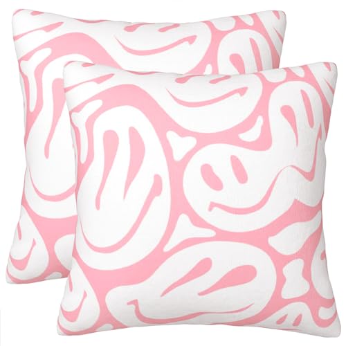 Cute Pink Velvet Throw Pillow Covers for Preppy Room Decor
