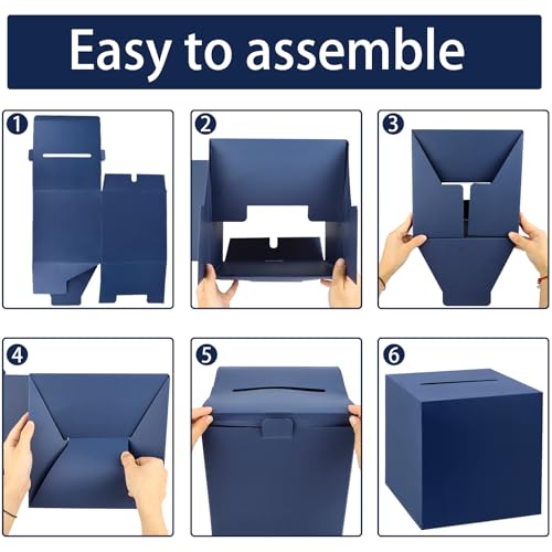 Navy Blue Gift Card Box - 9.1" Wedding Favor Holder for Events