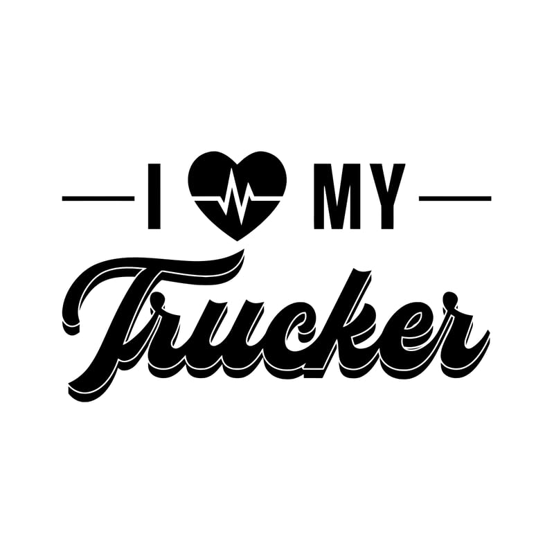 I Love My Trucker Heartbeat Decal Sticker 2 Pack 5 Inch