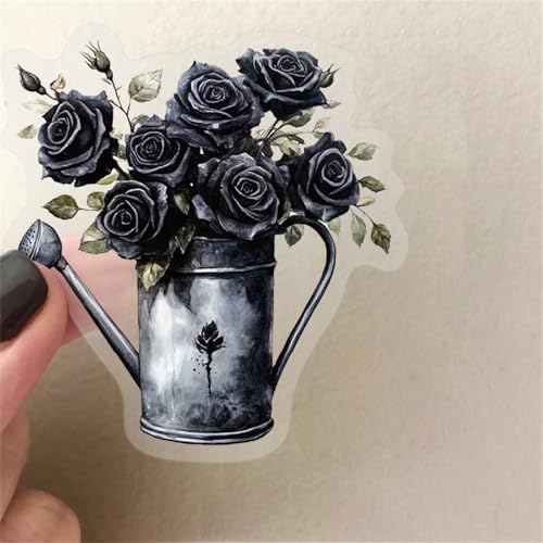 50 Black Rose Stickers - Waterproof Decals for Scrapbooking & Crafts
