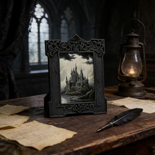 SIKOO 2.5x3.5 Vintage Picture Frame, Small Gothic Antique Black Frame