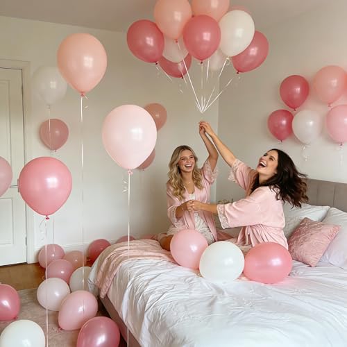 60-Piece Pink and White Latex Balloon Set for Parties