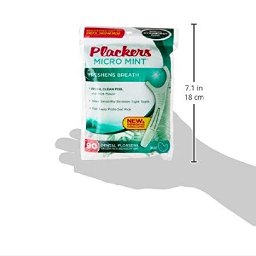Plackers Micro Mint Dental Flossers with Fold-Out Toothpick 90 Count