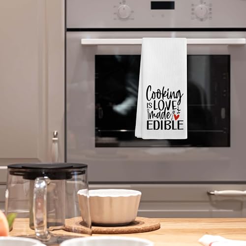 Cooking is Love Made Edible Kitchen Towel - 16"x24" Decorative Hand Towel