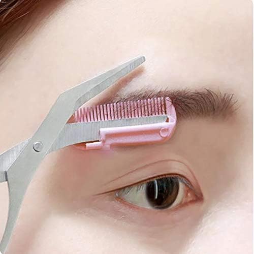 2-Piece Stainless Steel Eyebrow Grooming Scissors with Built-In Comb