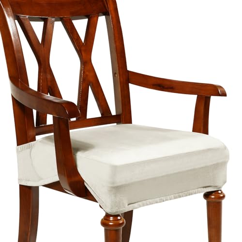 Havawish Extra Wide Velvet Dining Chair Seat Cover - Beige White