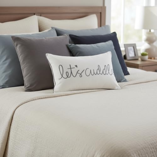 Let's Cuddle Decorative Lumbar Pillow Cover - 12x20 Inches Cotton