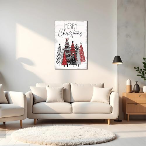 Christmas Tree Canvas Wall Art - Festive Holiday Decor for Home & Office, 24x36 Inch - Winter Scene