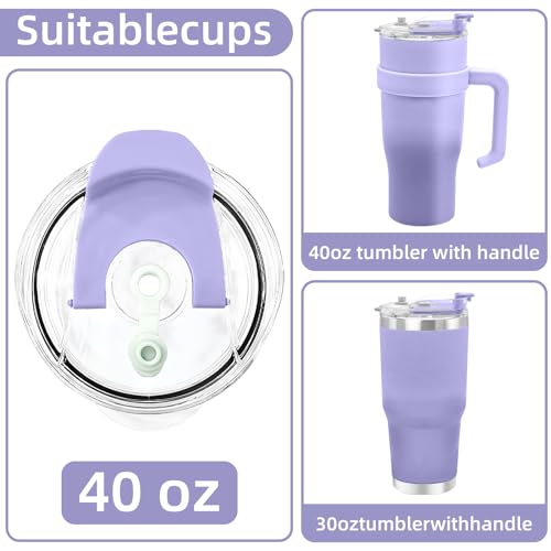 30/40 oz Tumbler Replacement Lids,1pack Spill Proof Straw Lids for YETI,Old Style RTIC,Ozark Trail and More,for Travel Tumblers,Stainless Steel Tumblers,Straw and Sippy Friendly(Purple)