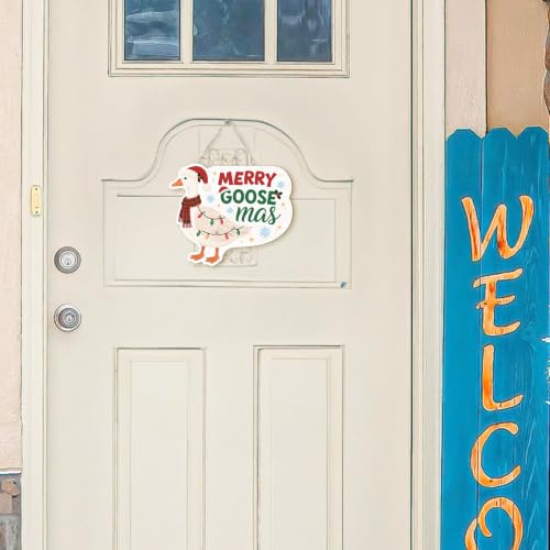Goose Christmas Winter Sign Decor - Festive Holiday Home Decoration - 10x8 Inch