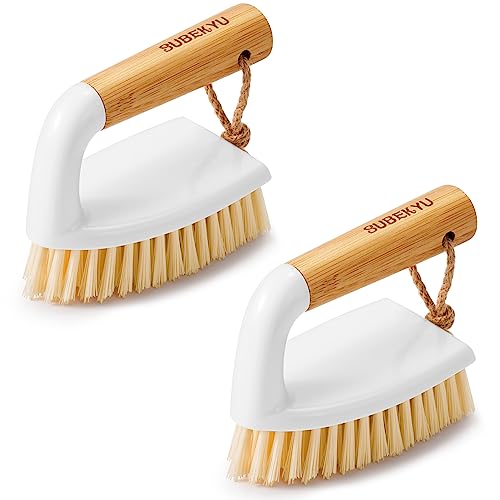 Heavy Duty Scrub Brush with Comfortable Grip - 2 Pack for Household Cleaning